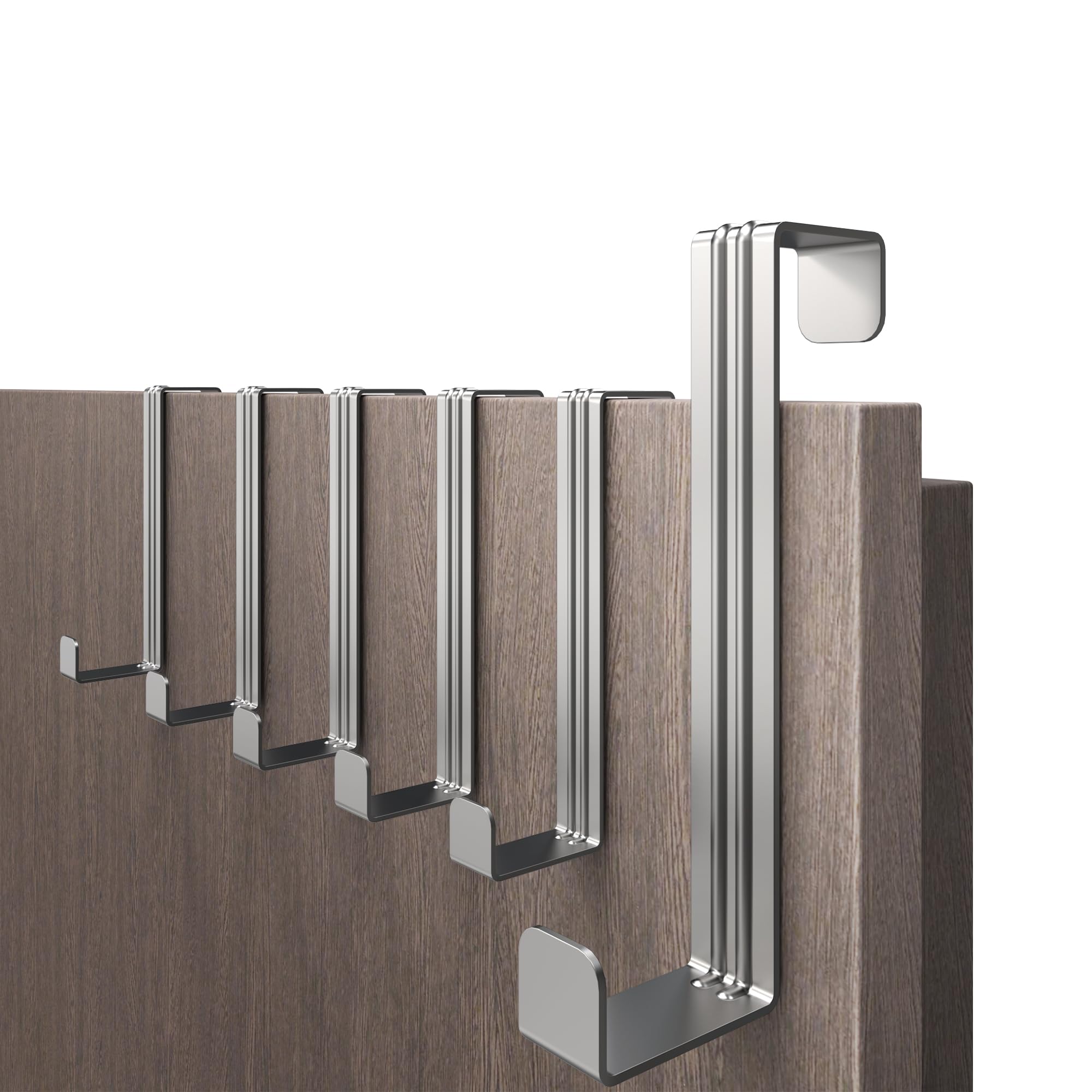 4smile Türhaken zum Einhängen, Edelstahl - 6 Stück Kleiderhaken an Tür, platzsparende Haken zum Einhängen, universell einsetzbar - Flexible Türgarderobe, stabile Türhakenleiste