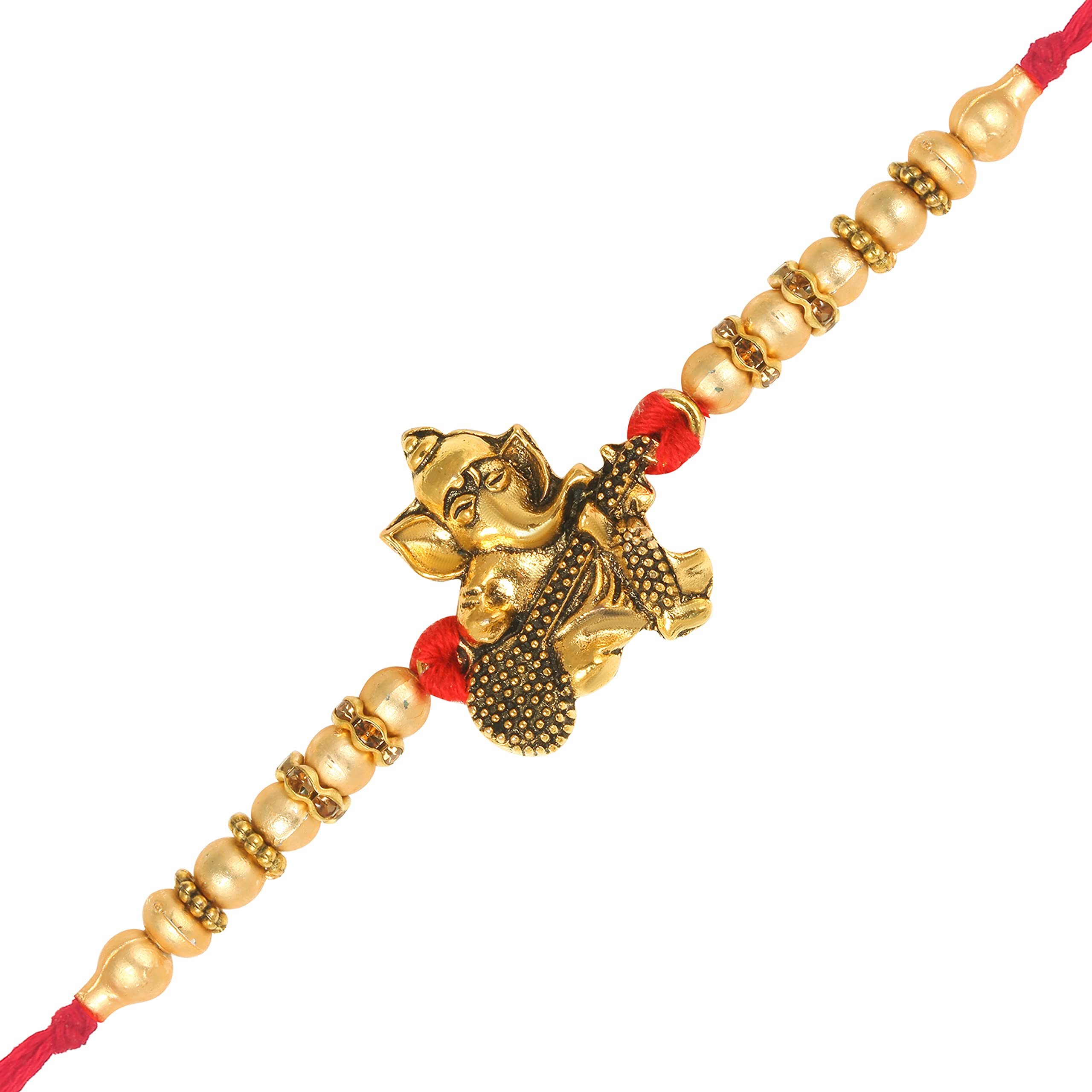 Vighnaharta Ganesh with Veena Gold, Rhodium Plated & Alloy Rakhi for Men Lovely Brother - VFJ1111RKG (Yellow) (B09B9WGN43) Amazon Price History, Amazon Price Tracker