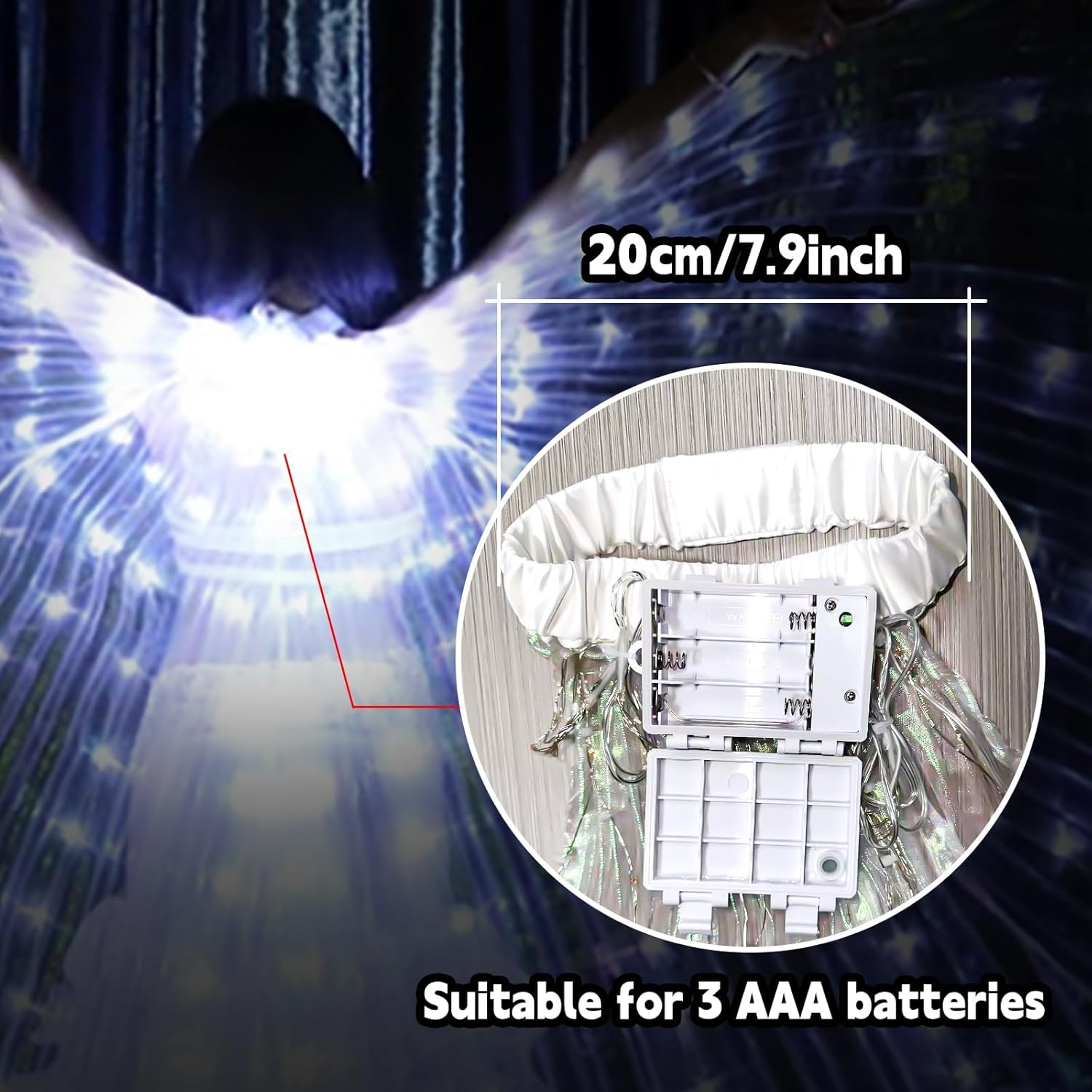 Girls LED Butterfly Wings Costume, Enchanting Kids' Belly Dancing Costume, Perfect for Magical Playtime and Performances for Christmas Halloween Party (Colorful)