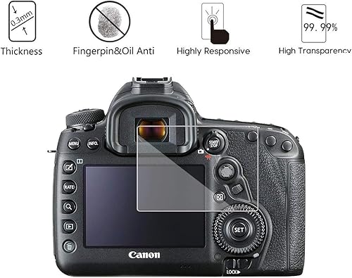 Miniatura 2 de [Paquete de 3] Protector de pantalla de vidrio templado para cámara réflex digital Canon EOS 5D Mark IV 5D4 5DIV 5DS 5DS R DSLR, AKWOX [0.012 in