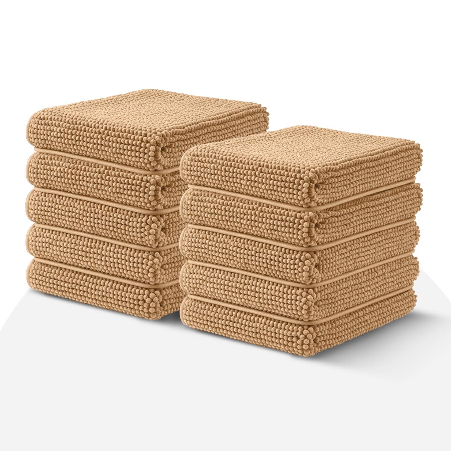 BedLooms Beige Bath Mat Non Slip Anti Mould (10 pack) - Machine Washable Bath Mats 40x60cm Chenille Bathroom Mat Super Absorbent Extra Soft Fluffy Shower Mat โ image 1