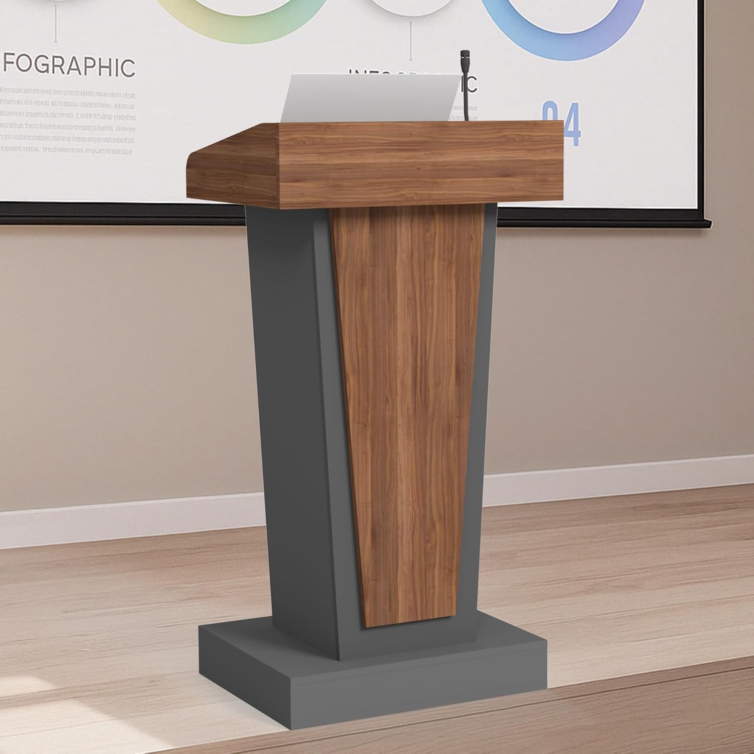 ProMobile Rolling Podium Lectern with Scratch-Resistant Finish