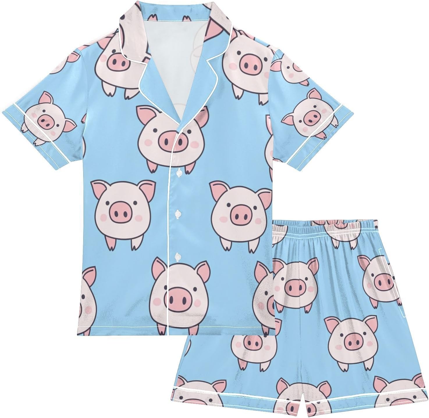 Silk Pajamas Sets Soft Satin 2 Piece Pjs Set Short Sleeve Sleepwear Nightwear