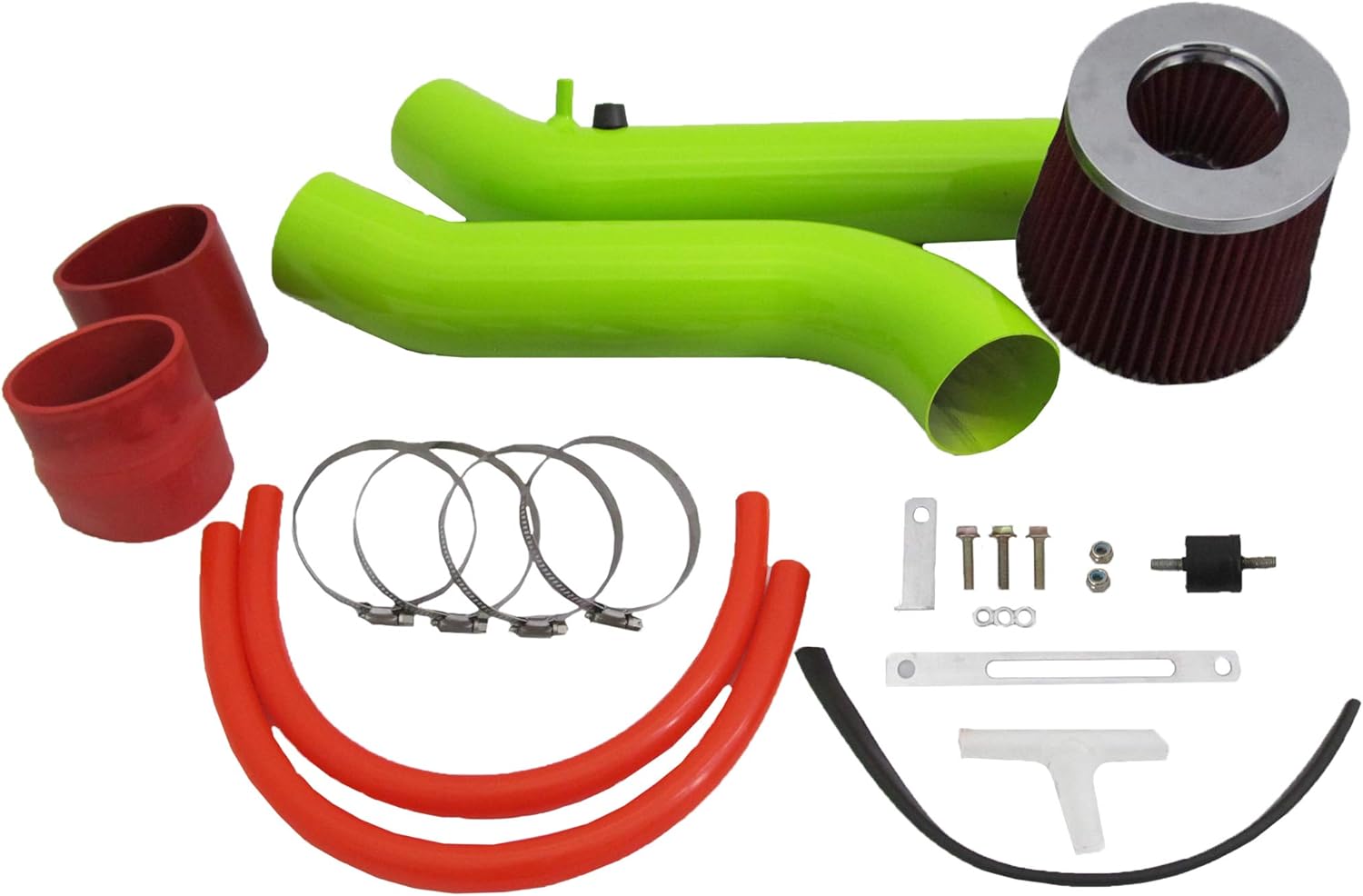 Green Pipe Cold Air Intake Kit & Red Filter Combo Compatible for Honda 99-00 Civic SI