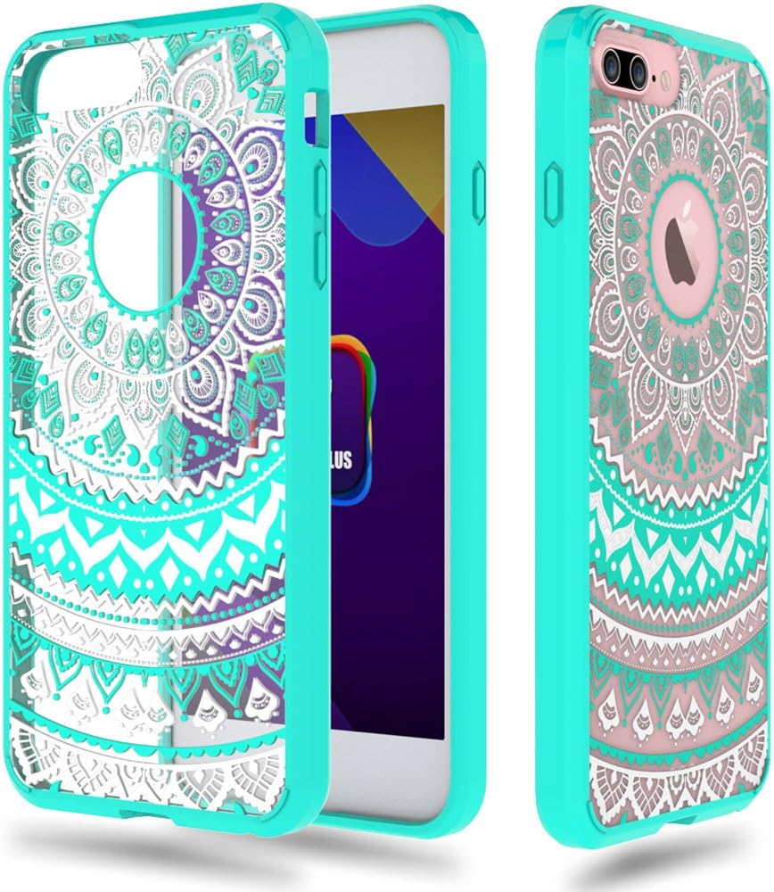 iPhone 7 Plus [5.5''] Case - Anwish Mint Mandala Totem Series Hybrid Protective Case with Soft TPU Bumper +Hard Back Cover [Scratch Resistant] Cover Case for iPhone 7 Plus