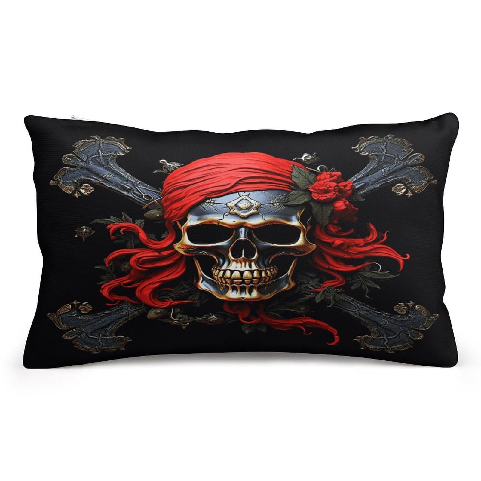 FekiLoot Pirate Skull Pillowcases Super Soft Cozy Lumbar Decorative Throw Pillow Covers Plush Pillow Shams with Zipper Double-Sided Decorative Pillows Shells for All Seasons