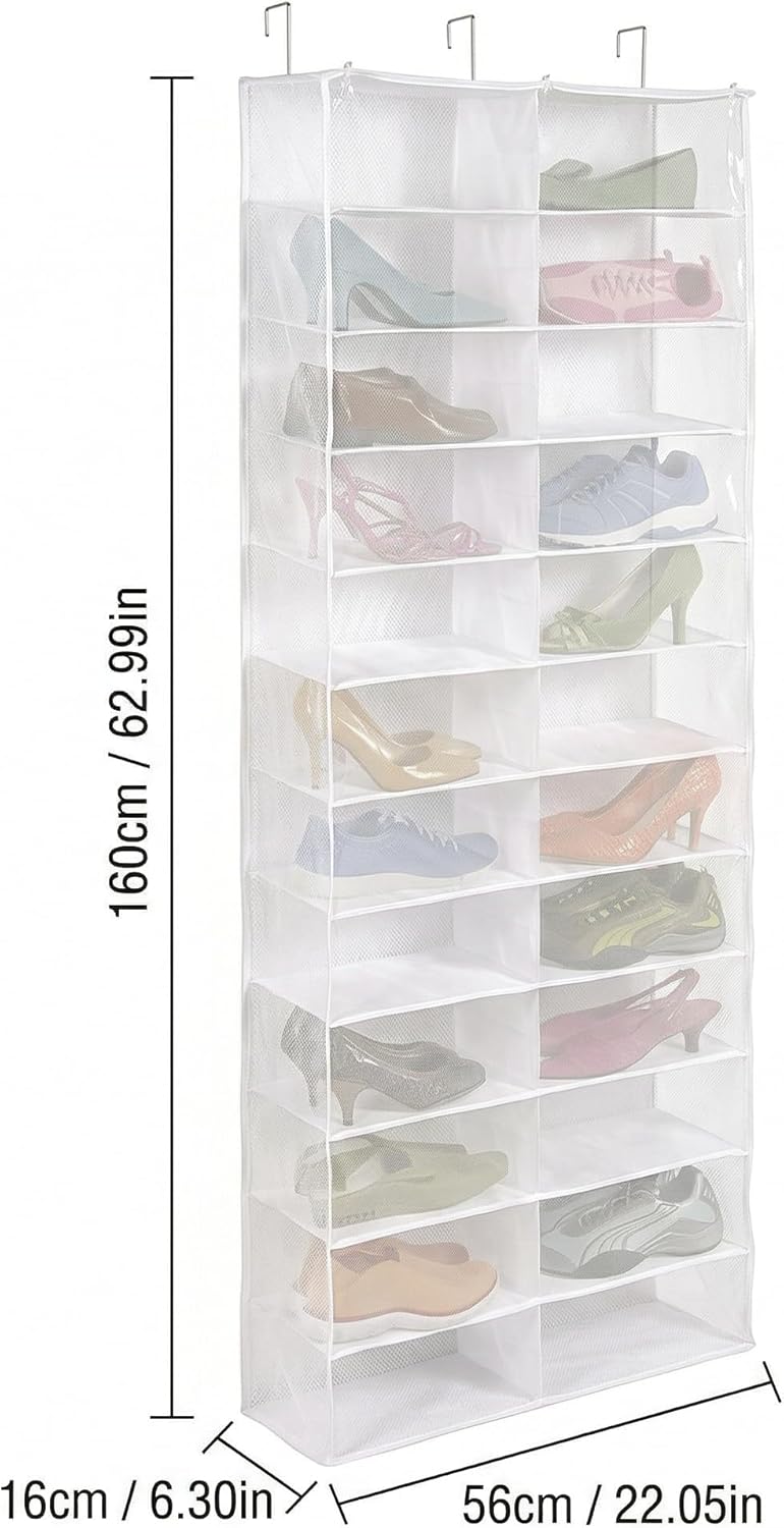 26 Pockets Hoodie Organizer For Closet Door, Hoodie Sweatshirt Storage Hack, Clear Foldable Over Door Organizer Rack & Wardrobe Space Saver For Dorm, Apartment