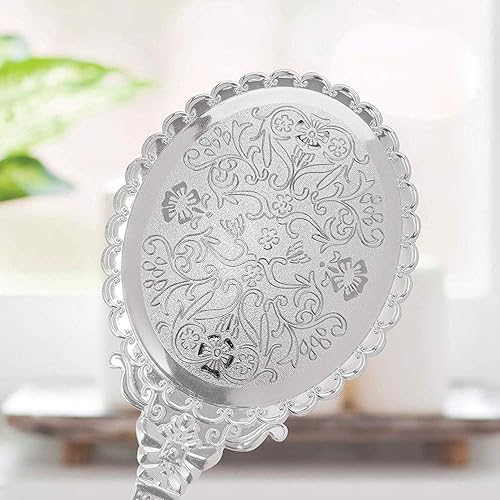 Miniatura 4 de Espejo de mano con asa, espejos de mano de viaje compactos de maquillaje, mini espejo vintage de maquillaje, espejo ovalado para monedero, para