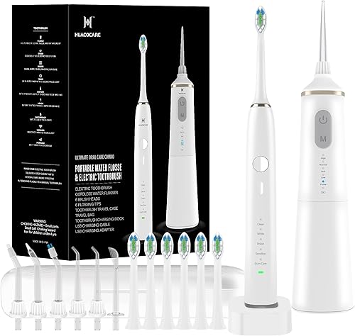 Miniatura 9 de Kit de cuidado dental profesional mejorado: irrigador dental de 5 modos y cepillo de dientes eléctrico sónico de 50,000 VPM | Juego de limpieza oral