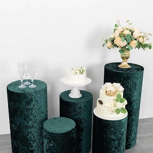 Vista 131 de Efavormart - Juego de 5 fundas de soporte para caja de exhibición cilíndrica de elastano, color negro, fundas elásticas para pilar de pedestal, 160