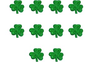 Honbay 10PCS Shiny Shamrock Sequin Patch Leaf Clover Iron On Patches