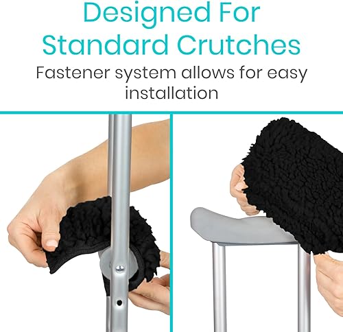 Miniatura 6 de Vive Almohadillas para muletas de piel de oveja y empuñaduras de mano, cómodas, transpirables, lavables a máquina para adultos, fundas de accesorios