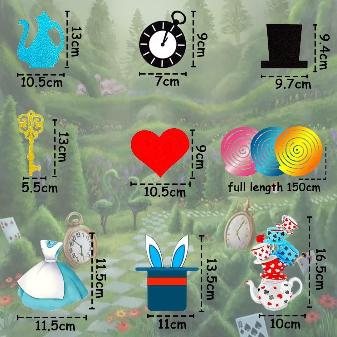 LaVenty Alice Hanging Swirl Decorations for Tea Party Alice Party Supplies