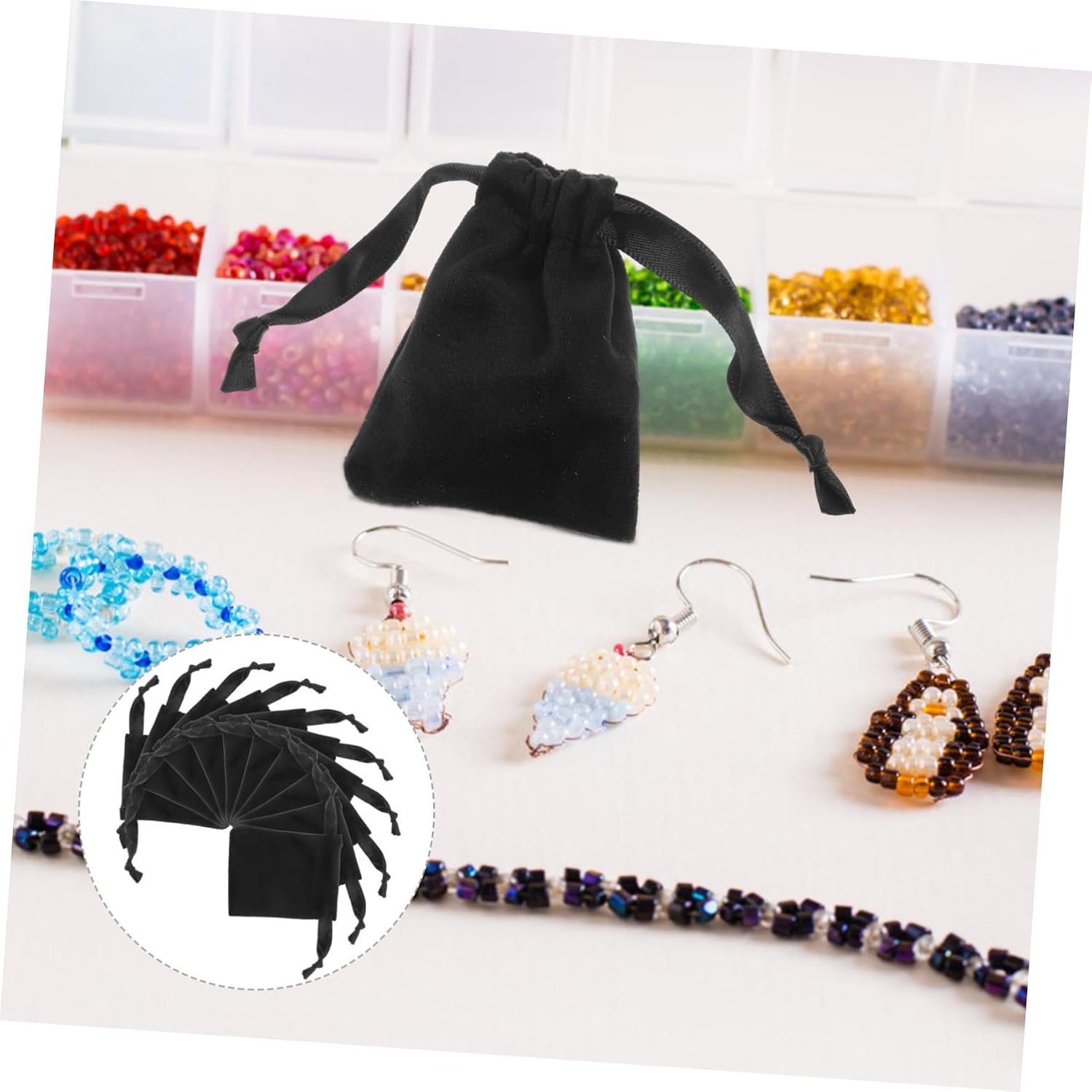 10pcs Velvet Drawstring Bags for Jewelry Storage Soft Elegant Pouches for and Accessories Black for Parties and Special Occasions image 2