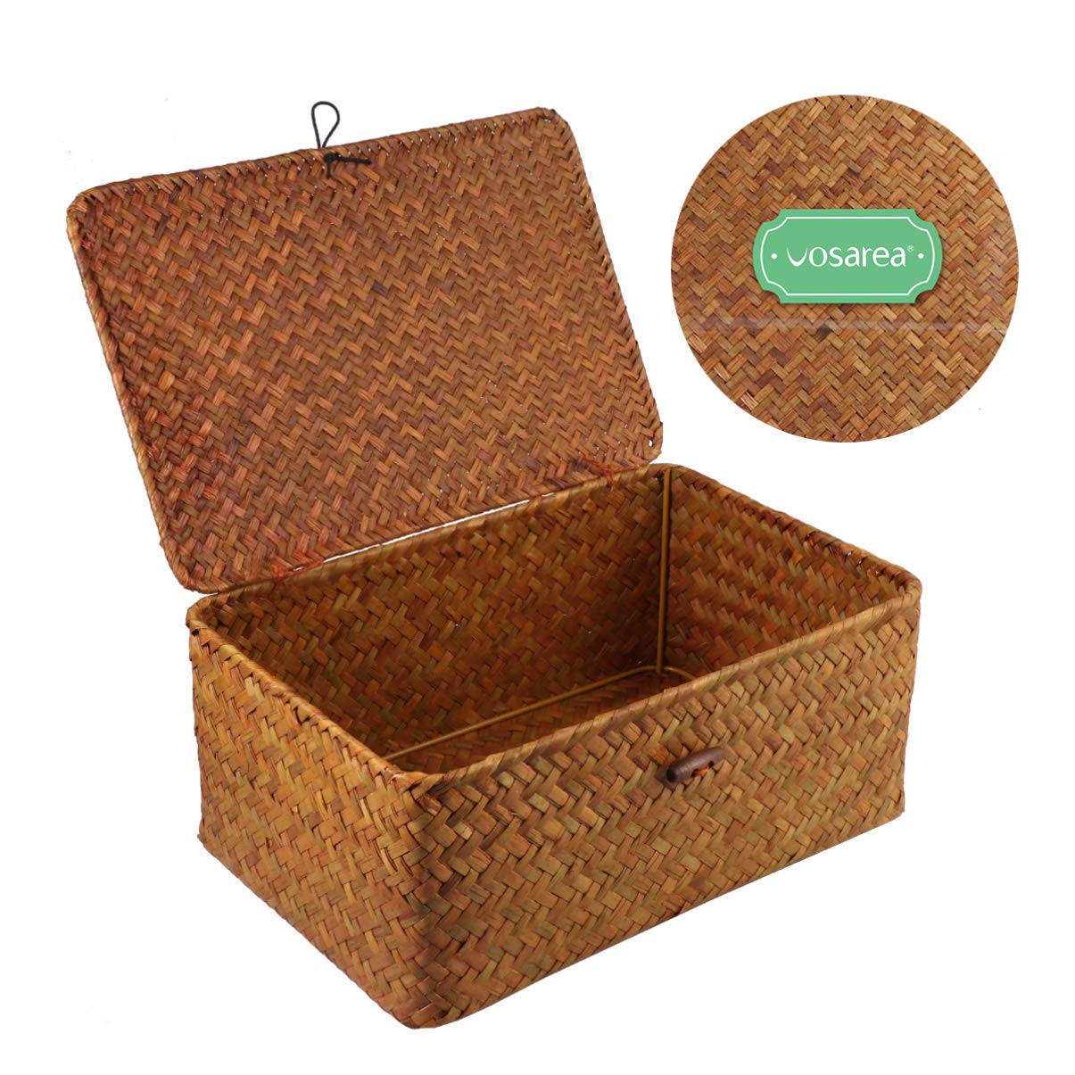 1PC Natural Seaweed Hand-Woven Box Woven Basket Storage Basket for Home Desktop Storage