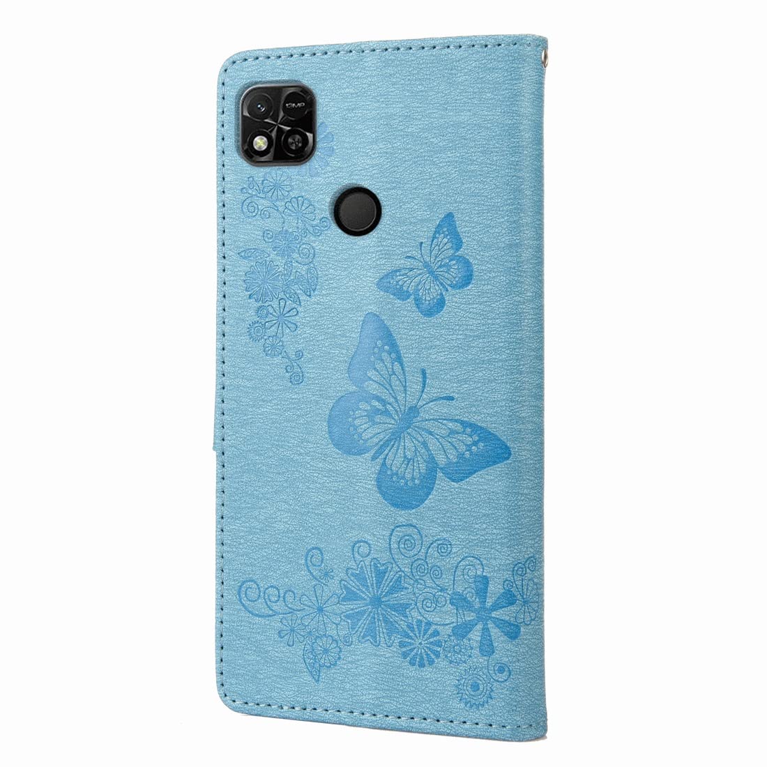 Custodia In Pelle Con Portafoglio Per Xiaomi Redmi 10A, Blu, Con Slot Carte, Supporto E Penna Stilo Inclusa, Copertura Protettiva