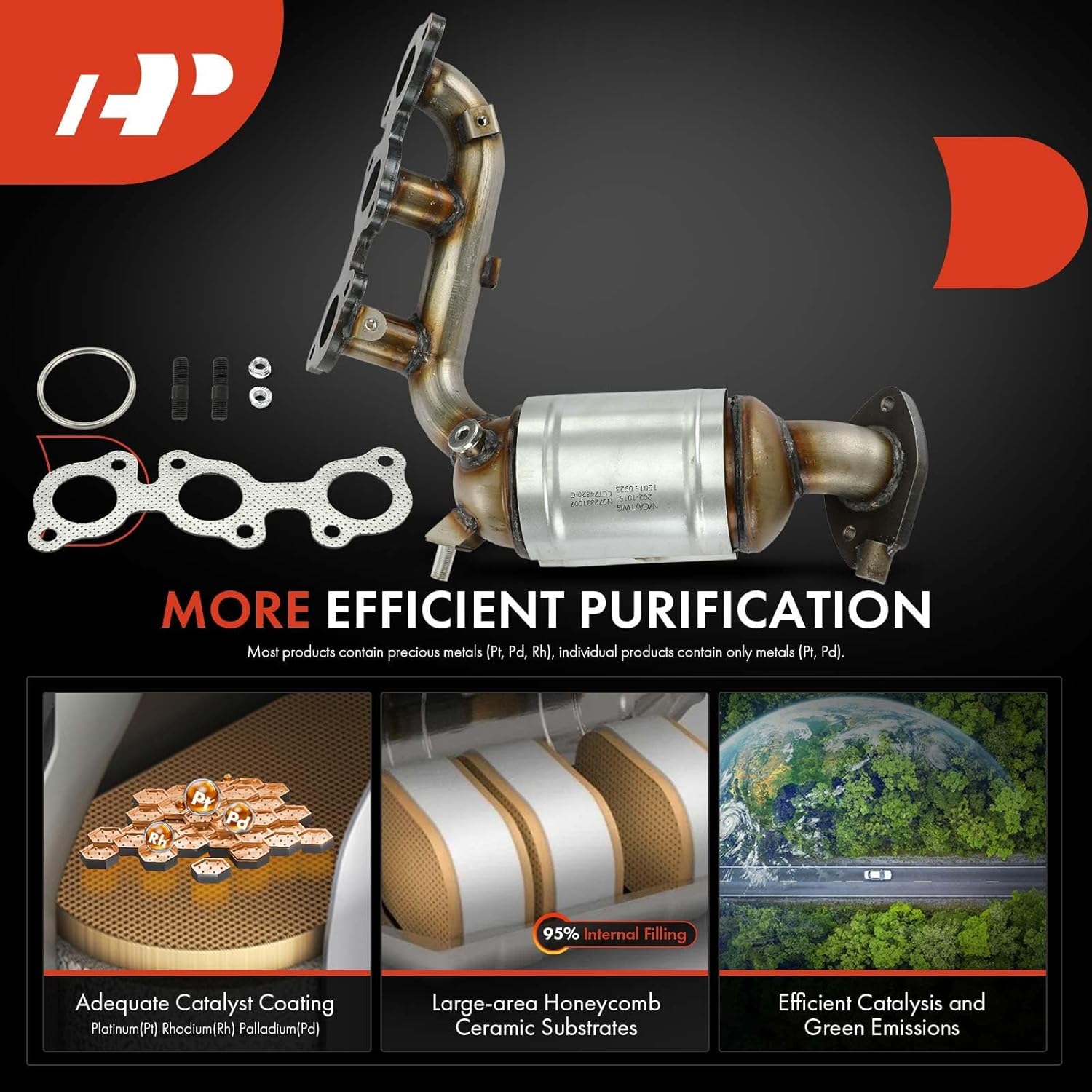 A-Premium Rear Exhaust Manifold Catalytic Converter Kit Direct-Fit Compatible with Toyota Sienna 2004 2005 2006 2007 3.3L 3.5L FWD, EPA Compliant