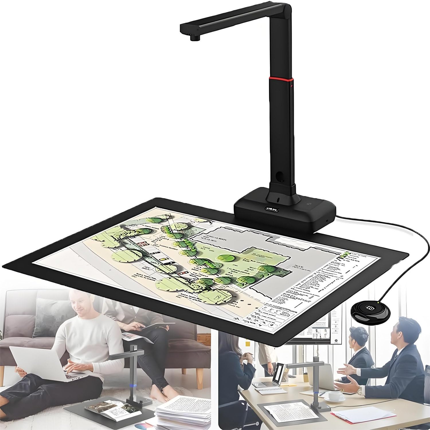 Escáner Techo A2, Escáner Cámara Gran Formato A2/A3, Resolución hasta 23 MP, Escaneo Automático con División Y Suavizado Páginas Dobles Libros, Reconocimiento Texto Ocr