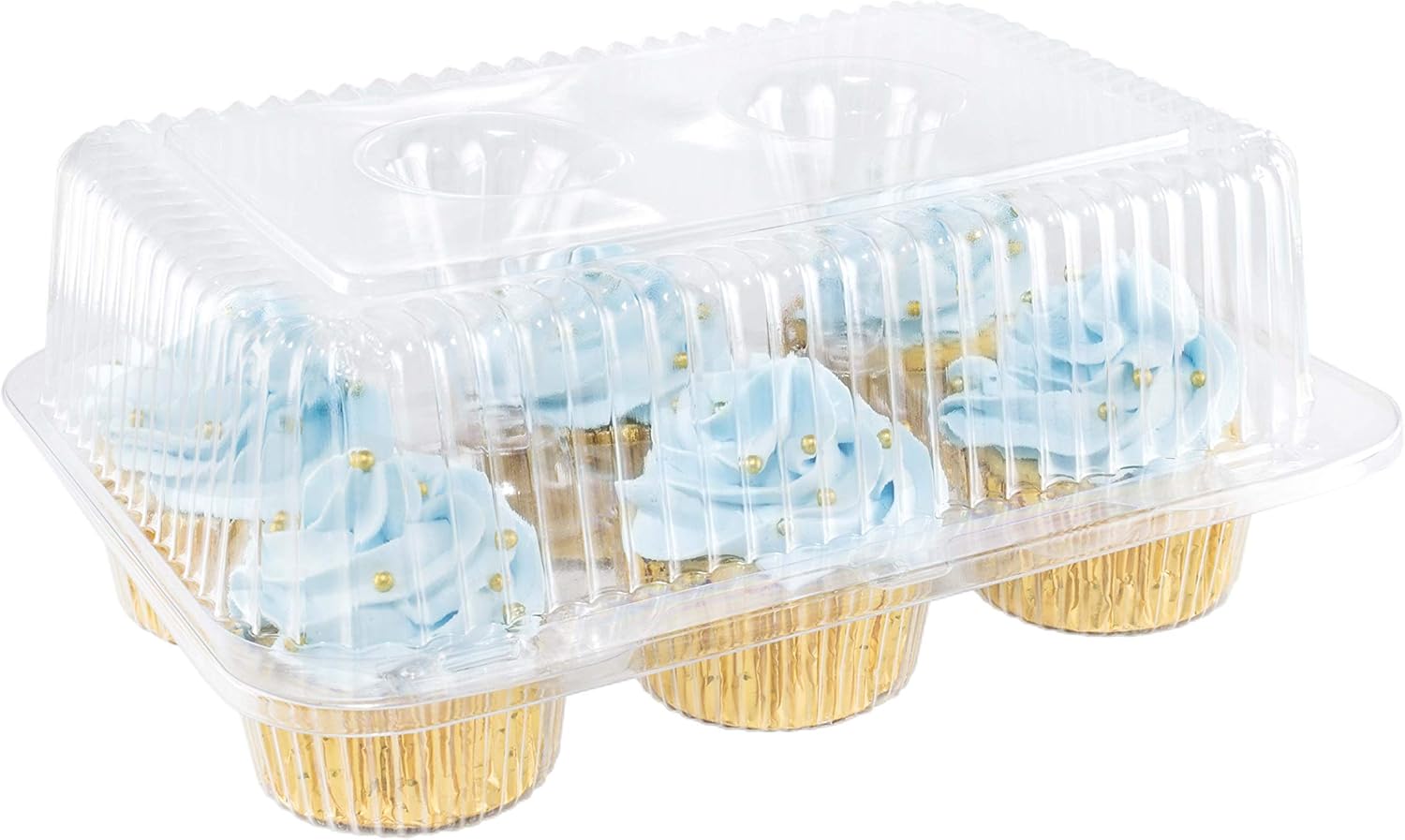 Katgely 6 Cavity Cupcake Containers with Deep Dome (Pack of 50)