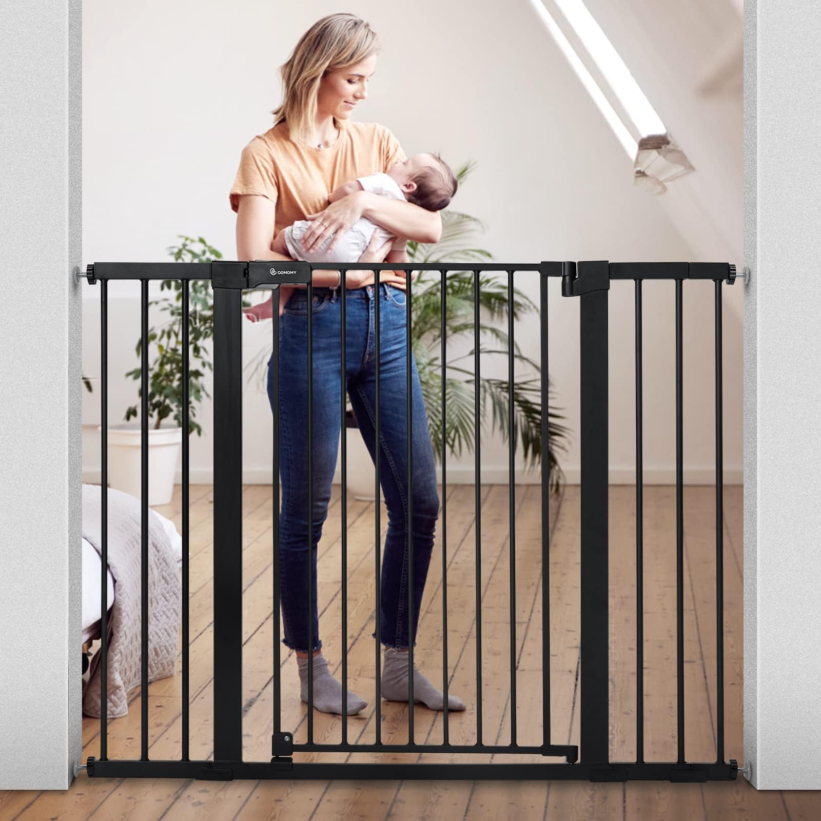 Venture QFix 110 cm extra tall pressure fit pet safety gate and baby gate 7584cm wide, 90° two