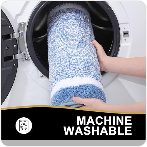 Miniatura 7 de OLANLY Alfombra de baño en forma de U y alfombra de inodoro, azul, 24 x 16 y 24 x 20 pulgadas