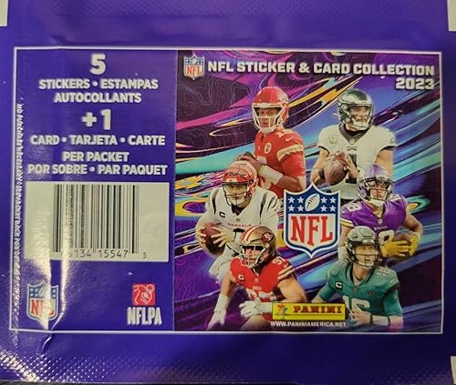 Miniatura 4 de 2023 Panini Football Sticker Collection Unopened Box with 50 Packs Containing 250 Stickers and 50 Cards Total with Rookies and Stars