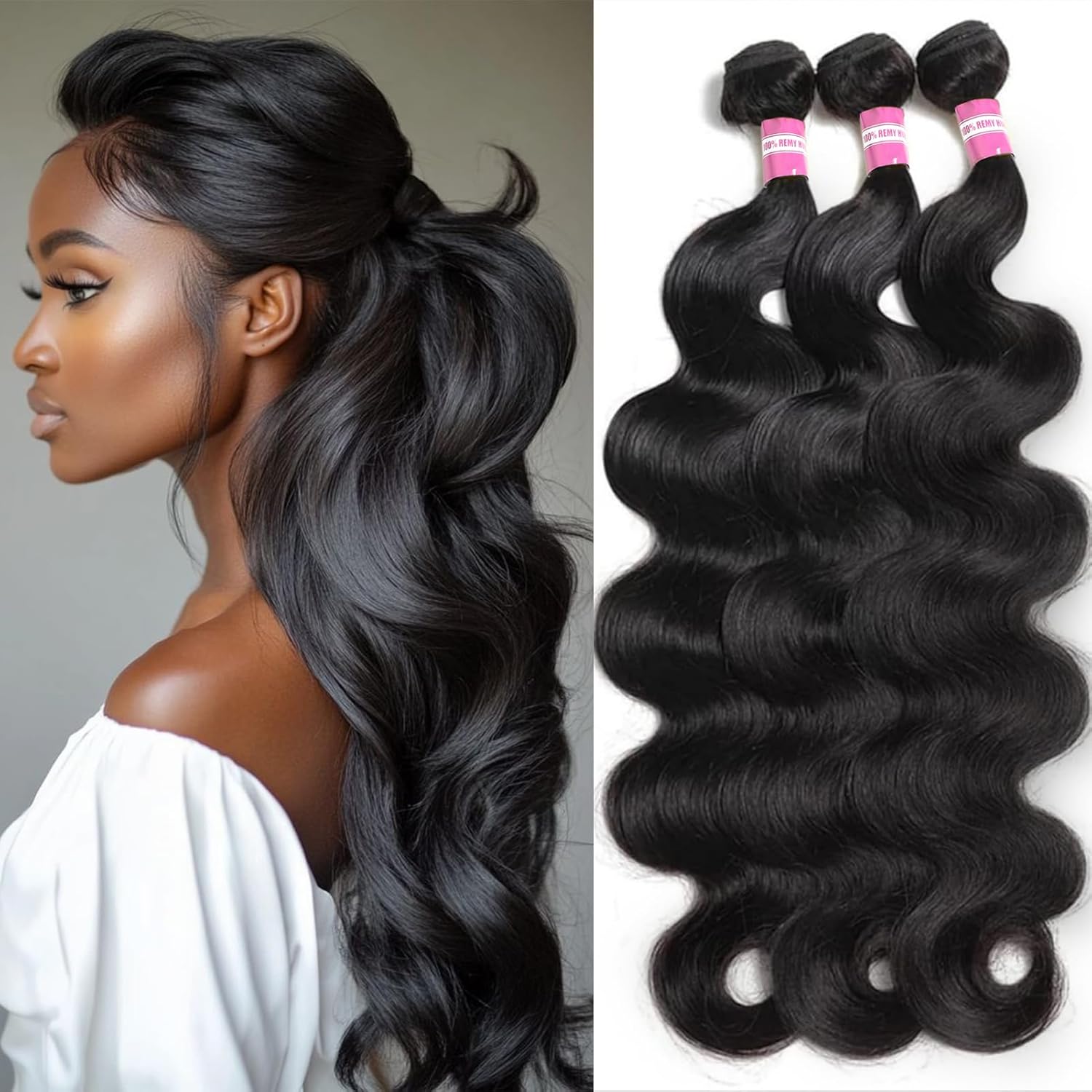 DMKEEP 12A Human Hair Bundles 18 20 22 Inch Body Wave Bundles Human Hair 100% Unprocessed Brazilian Raw Virgin Hair 3 Pcs Quick Weave Human Hair Extensions Natural Color