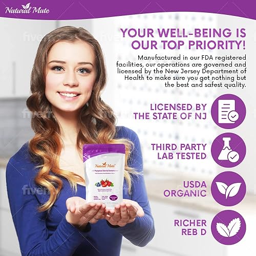 Miniatura 3 de Natural Mate Stevia con nutrientes de arándanos - Repleto de superalimentos - 2 veces más dulce pero 2 más saludable - Sin gluten - Orgánica y sin