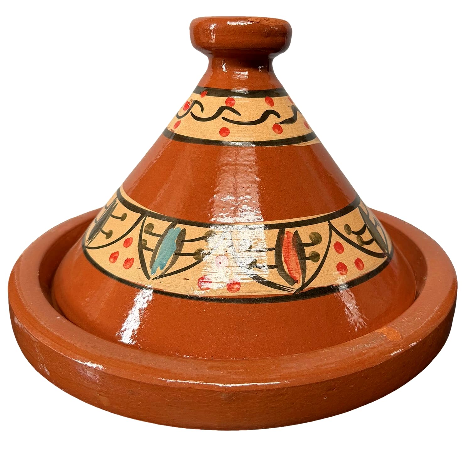 Tajine XL 35 cm Terracotta handbemalt – traditioneller marokkanischer Topf + kostenloses E-Book 0107261102