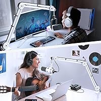 Vista 7 de FIFINE Microphone Boom Arm Stand, Metal Heavy Duty Mic Stand, Scissor Suspension Adjustable Boom Arm for Podcast Recording Streaming Gaming, with