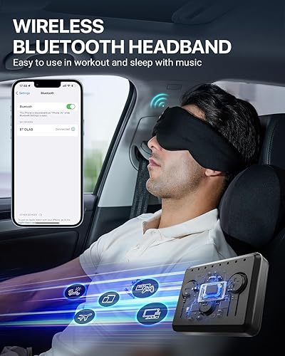 Miniatura 6 de Kabray - Máscara de sueño Bluetooth, audífonos para dormir de lado, máscara de dormir con auriculares Bluetooth, accesorios tecnológicos geniales,