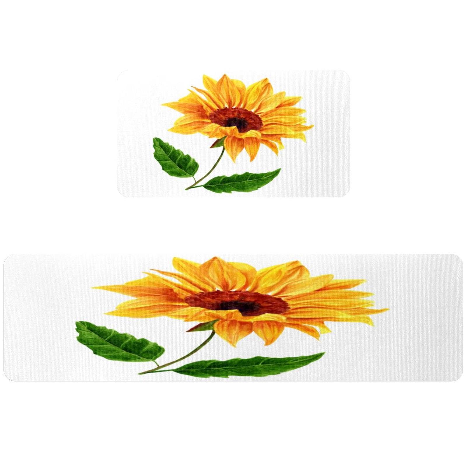 Tapis de cuisine antidérapant lot de 2 lavables motif tournesol