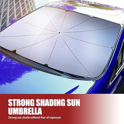 Miniatura 5 de yvshy Paquete de 1 paraguas protector plegable para automóvil, 55 x 31 pulgadas, paraguas protector para salpicadero, apto para automóvil, SUV,