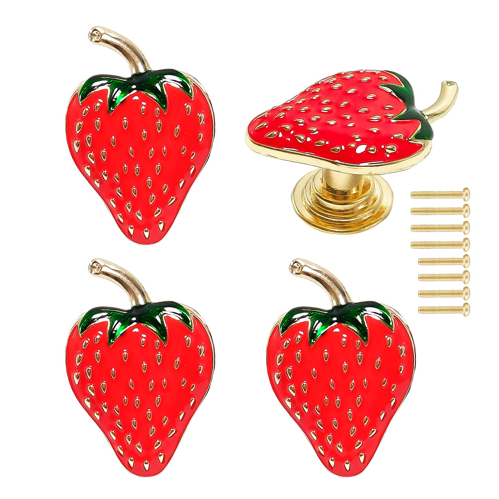 Strawberry Cabinet Knobs - Cute Fruit Drawer Pulls -1 Strawberry Cabinet Knobs - Cute Fruit Drawer Pulls -1