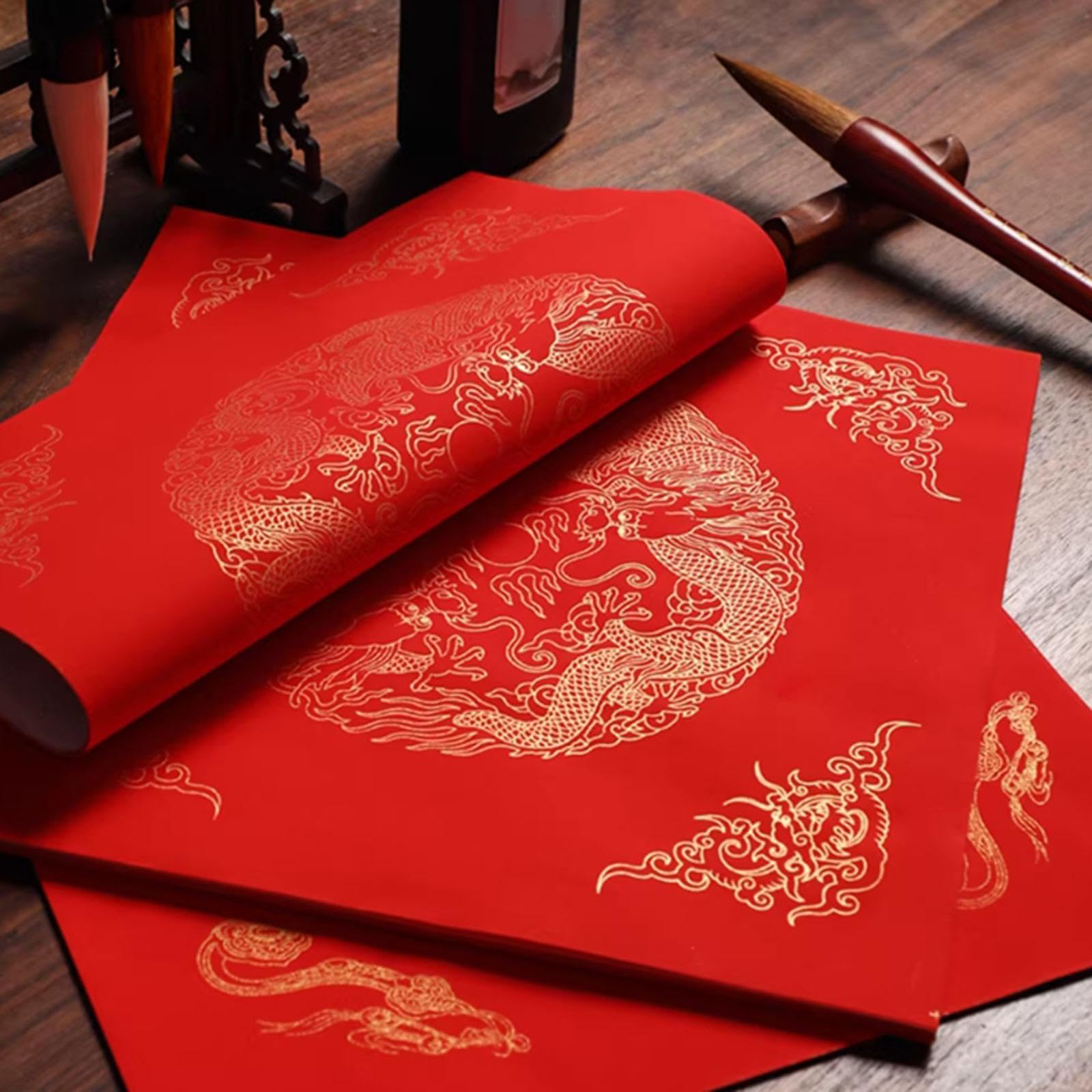 Chinese Red Xuan Doufang Paper Square for Asian Vietnamese Japanese Dou Fang 20pcs 23cm-image-11