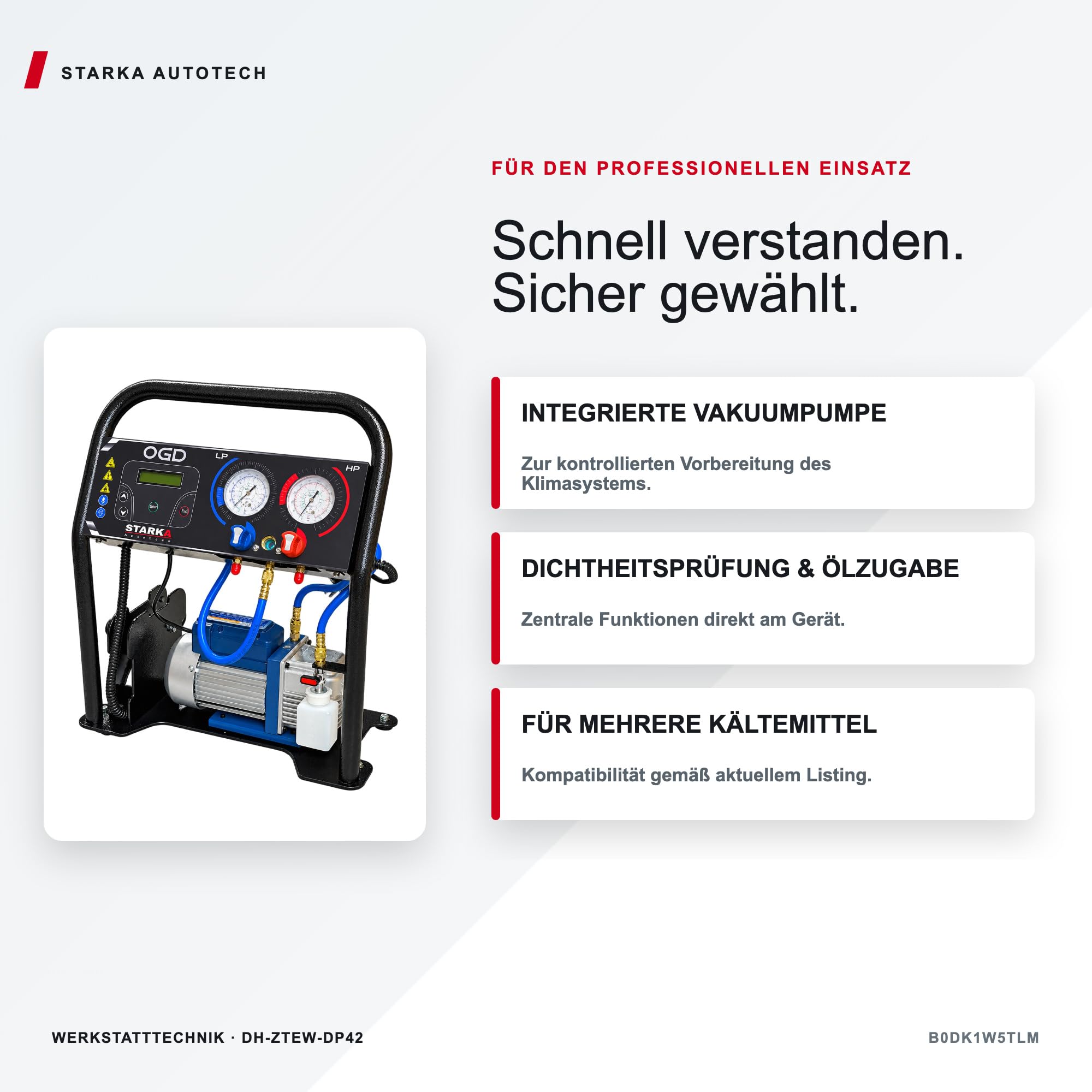 Automatisches Kältemittel-Füllgerät mit Vakuumpumpe – Digitale Waage, Ölzugabe, Dichtheitsprüfung – 5 g Genauigkeit – für R134a, R1234yf, R404A, R407C, R410A und R513A