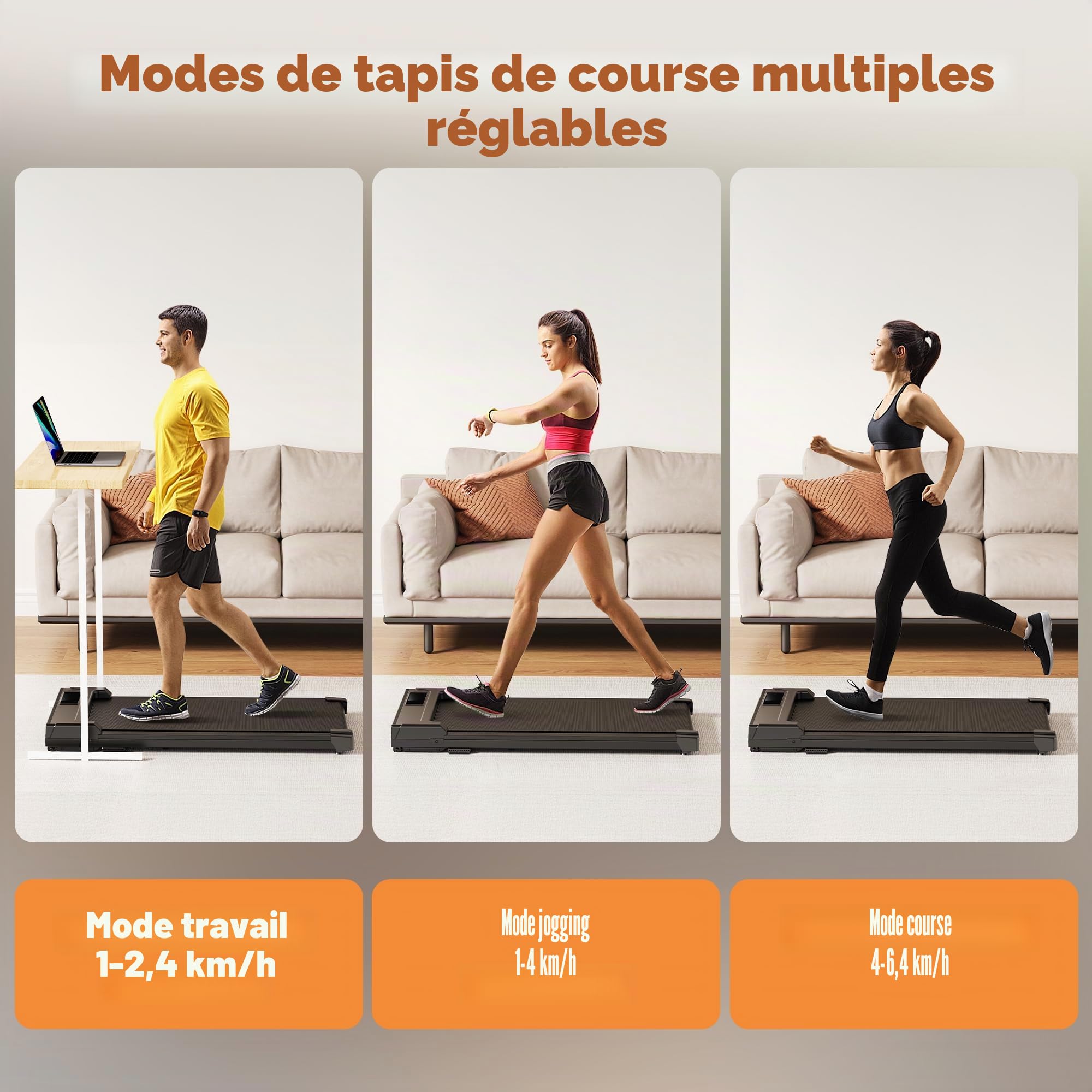 Tapis de Course 3 en 1 Walking Pad Compact avec LED Écran et Télécommande, Tapis Roulant Électrique Silencieux