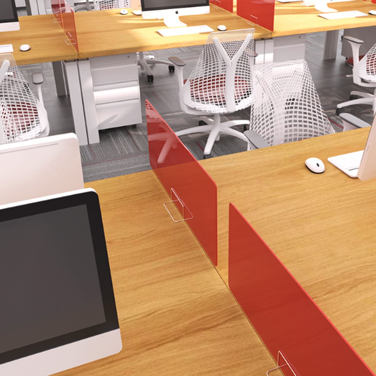 Divisori leggeri da scrivania per studenti, ideali per insegnanti e ambienti di studio, 30 x 120 cm, colore rosso, confezione da 3