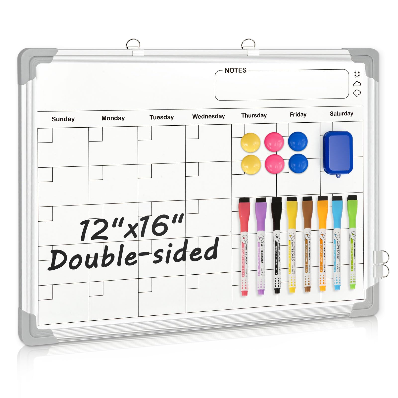 Amazon.com : AMUSIGHT Whiteboard Calendar Dry Erase Calendar for Wall, 16"  x 12" Small Magnetic Dry Erase Board Hanging Double-Sided, Calendar  Whiteboard for Drawing, Kitchen, Planning, Memo, School, Home, Office :  Office