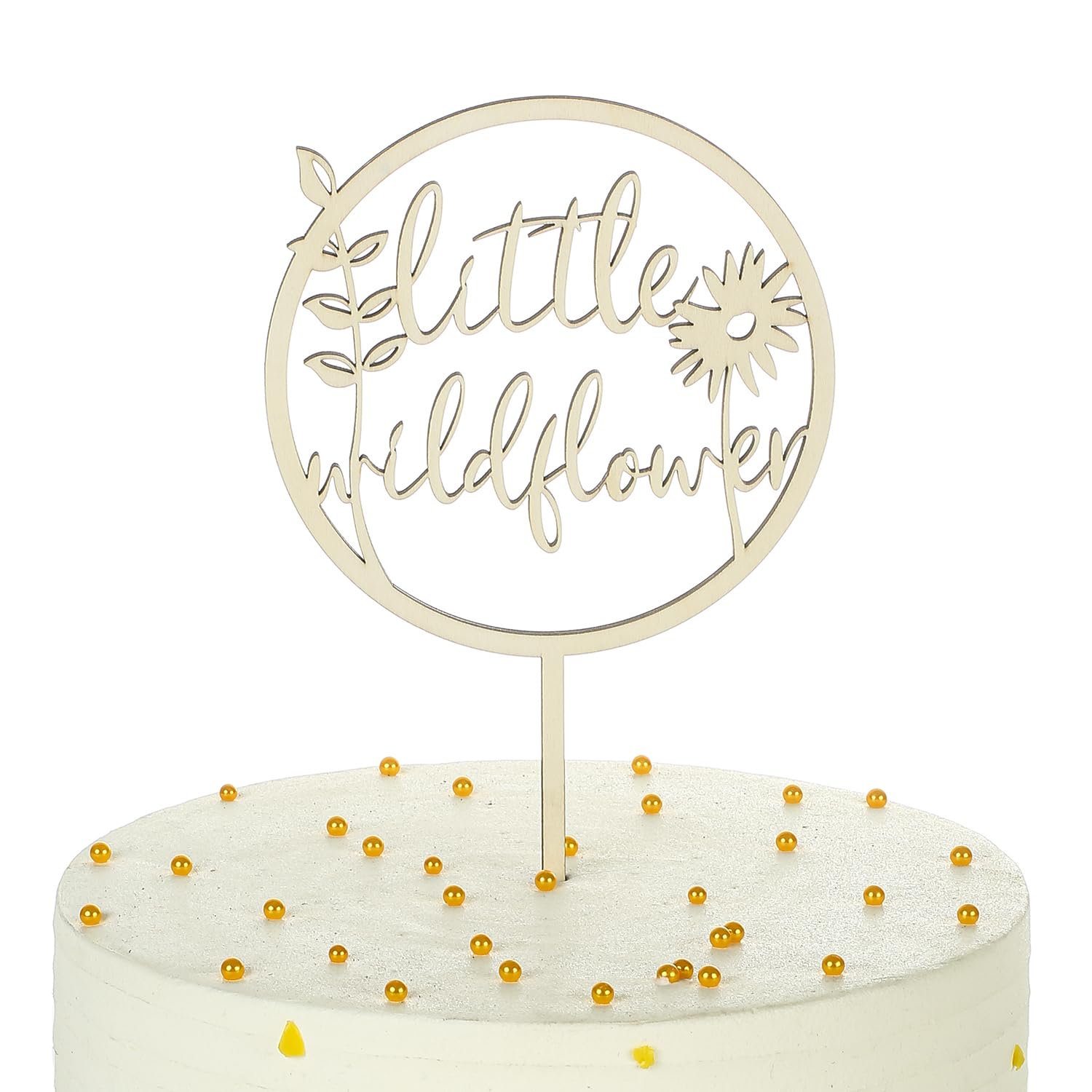 KOJIN Wooden Wildflower Cake Topper - Boho Floral Decor For Birthdays, Baby Showers, Gender Reveals