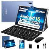 2025 Android 15 Tablet&comma; 10 Inch Octa-Core Tablets 22GB&plus;128GB&plus;1TB Expand&comma; 2-in-1 Electronic Tablet with Keyboard Mouse&comma; 8000mAh Battery&comma; HD IPS Display&comma; GPS&comma;Widevine L1&comma; Split Screen&comma; Metal Body -Blue