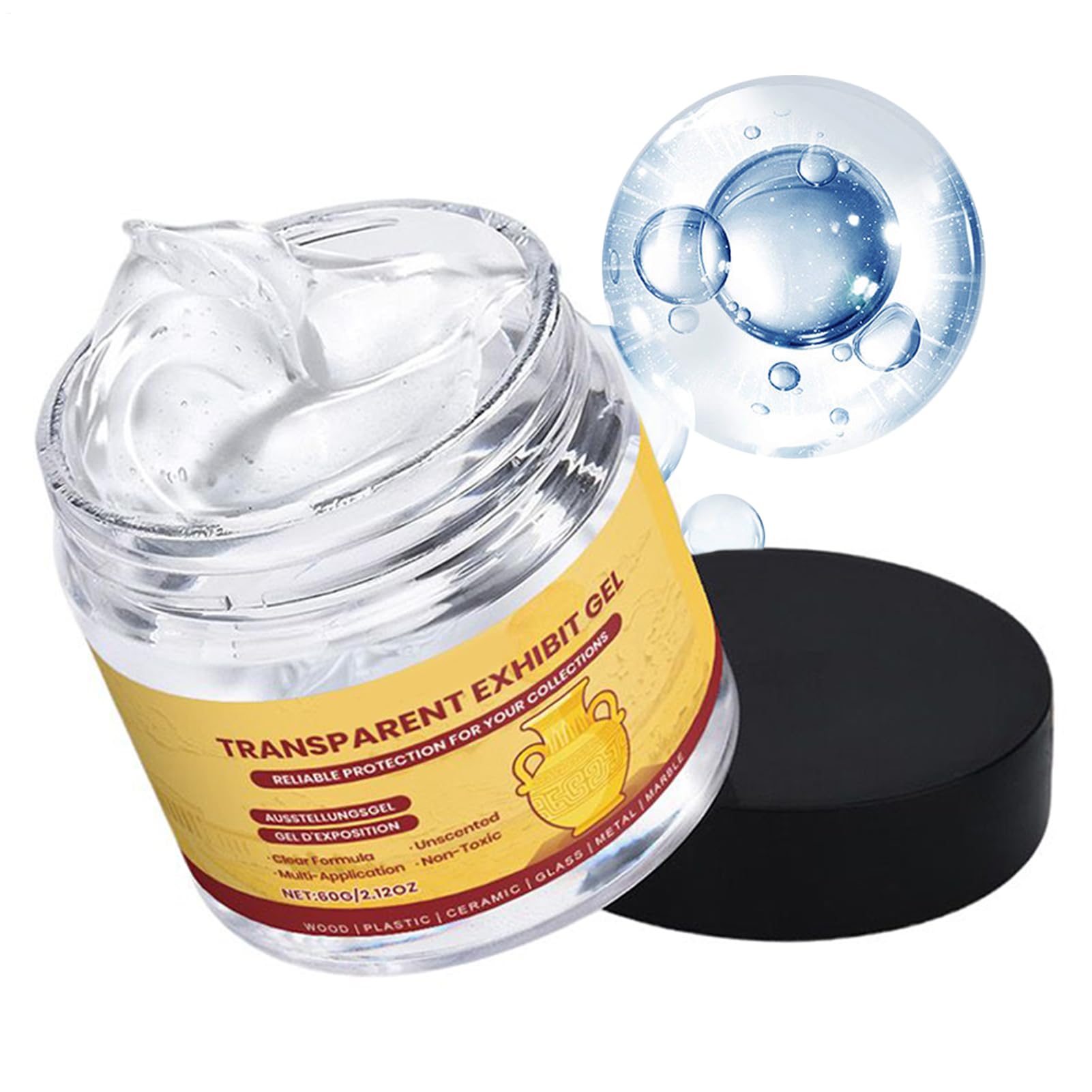 GkgWuxf Clear Museum Gel | 60g Clear Glue Removable Adhesive,Museum Wax Putty,for Antiques Glass Ceramics Figures Decorations Conservation Art Gallery