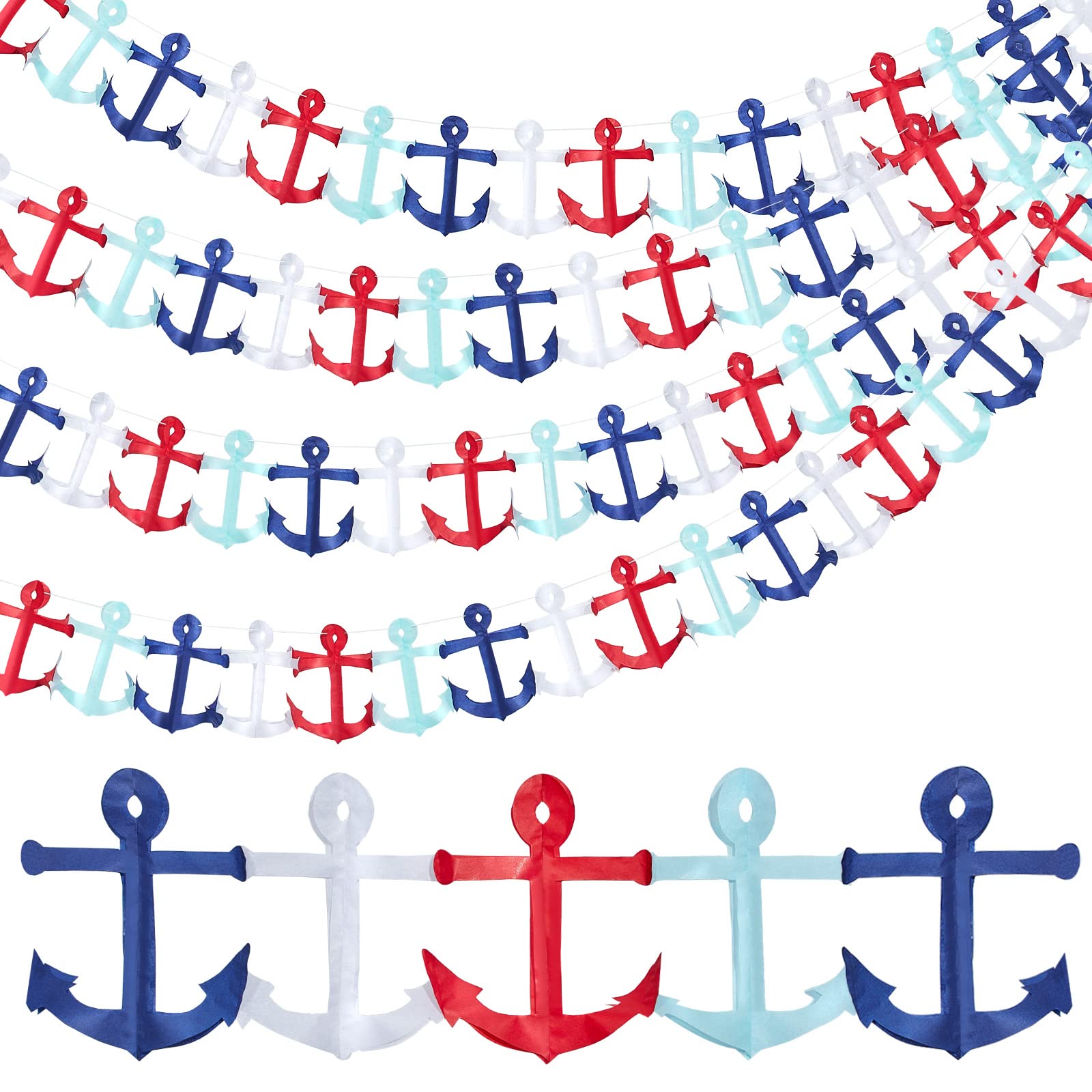 Boao 8 Pieces 8ft Nautical Garland Red Blue White Cruise Banner Decorations for 4th of July Independence Day 250th Anniversary Memorial Day Patriotic
