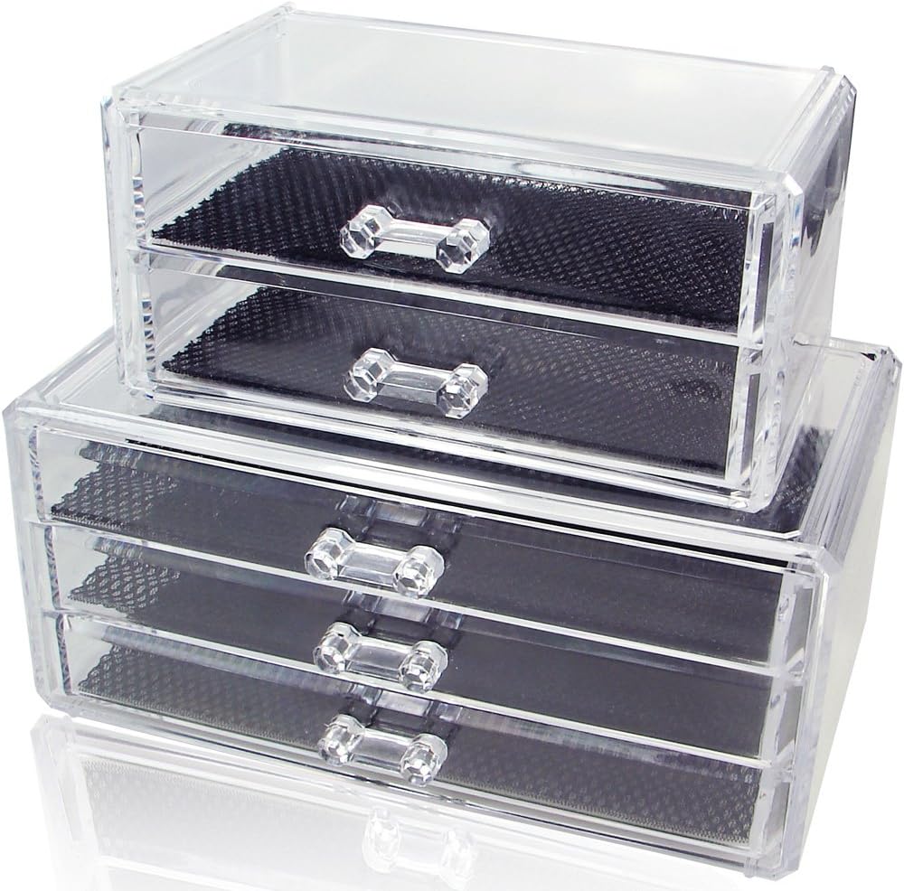Ikee Design Jewelry & Cosmetic Storage Display Boxes Two Pieces Set