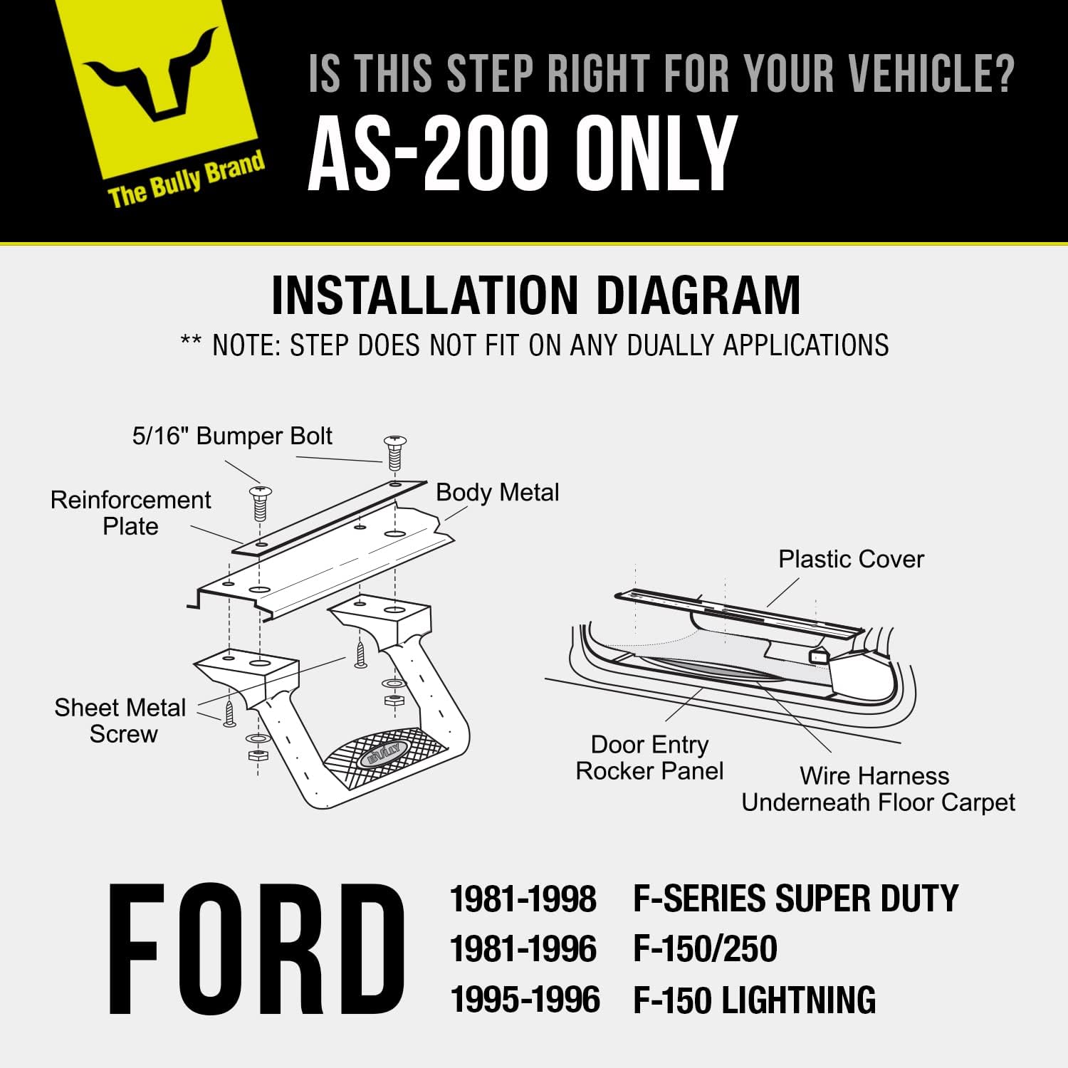Bully AS-200 Polished Aluminum Universal Fit Truck Side Step Set of 2 for Trucks from Chevy (Chevrolet), Ford, Toyota, GMC, Dodge RAM, Jeep