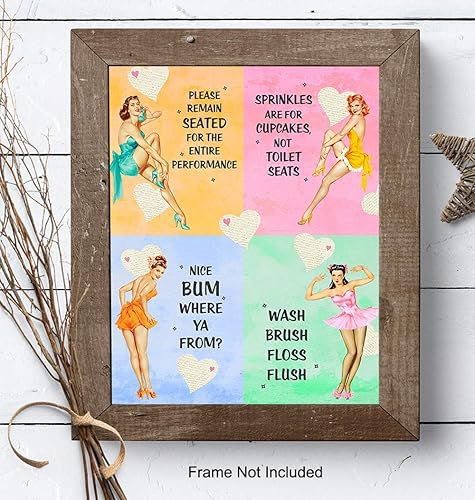 Miniatura 7 de Pinup - Decoración de baño para mujer, arte de pared de baño, divertida decoración retro de los años 50 para el hogar, tocador o baño, bonito regalo