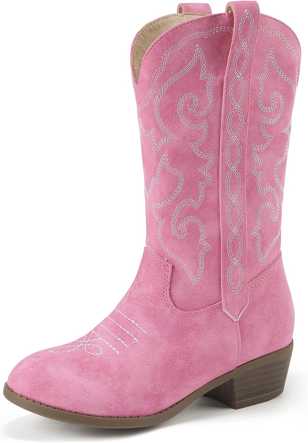 Hehainom Cowgirl Boots for Girls Toddler Little Big Kids Cowboy Boots Round Toe Mid Calf Western Riding Boot