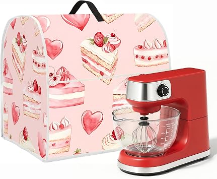 Stand Mixer Dust Protector, Farmhouse Vintage Appliance Cover with Handle & Pocket, Kitchen-Themed Print Collection for Small Countertop Appliances