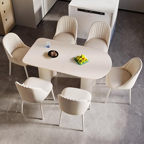 Miniatura 20 de Juego de mesa de comedor para 4, mesa de cocina moderna con 4 sillas, juego de mesa de comedor para cocina, comedor, hogar y oficina (mesa blanca de