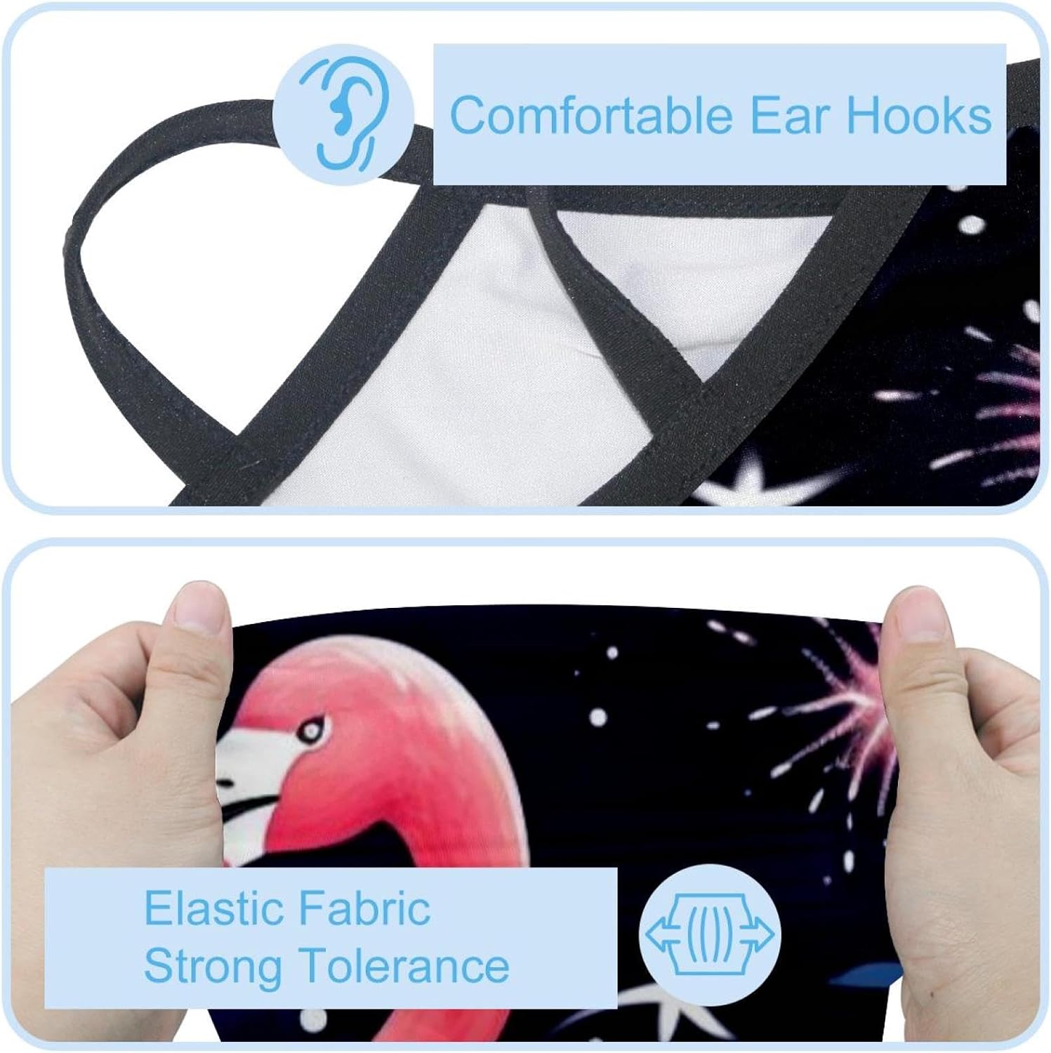 4 Pieces Starry Flamingos Neck Gaiter Bandana Face Mask, Sun Cooling Scarf Gator Cover Head for Men Women